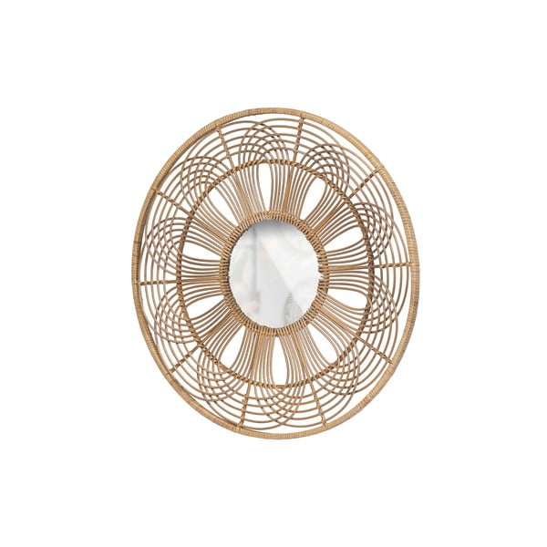 Nástenné zrkadlo s bambusovým rámom ø 76 cm Obi – WOOOD-image-3