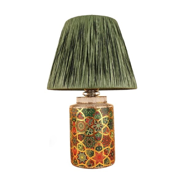 Zelená stolová lampa s tienidlom z papierového výpletu (výška  38 cm) Alev – Opviq lights