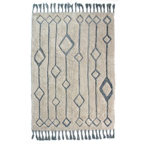 Béžovo-modrý ručne tkaný koberec Flair Rugs Solitaire Sion, 200 × 290 cm