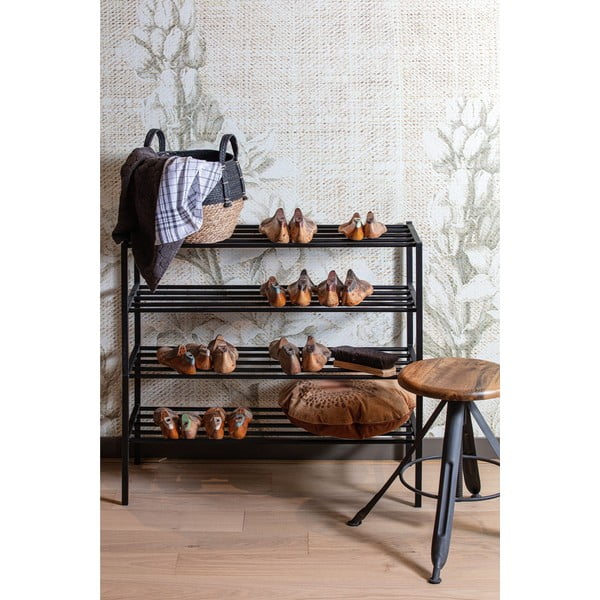 Čierna kovová polica na topánky WOOOD Ferro-image-1