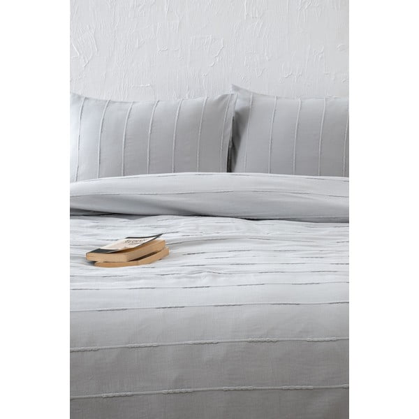 Sivá bavlnená súprava plédu a obliečok na vankúš 210x220 cm Sedef – Mijolnir-image-1