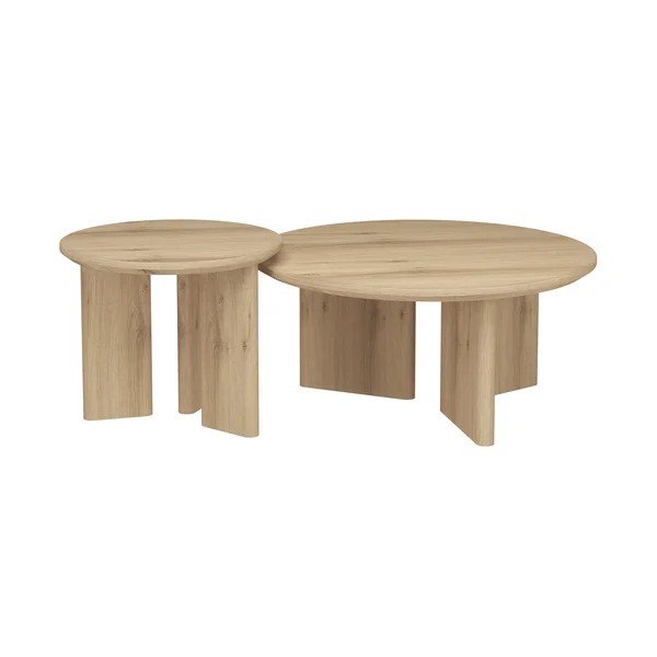 Okrúhly konferenčný stolík s doskou v dubovom dekore v prírodnej farbe ø 50 cm Chatham – Støraa-image-3