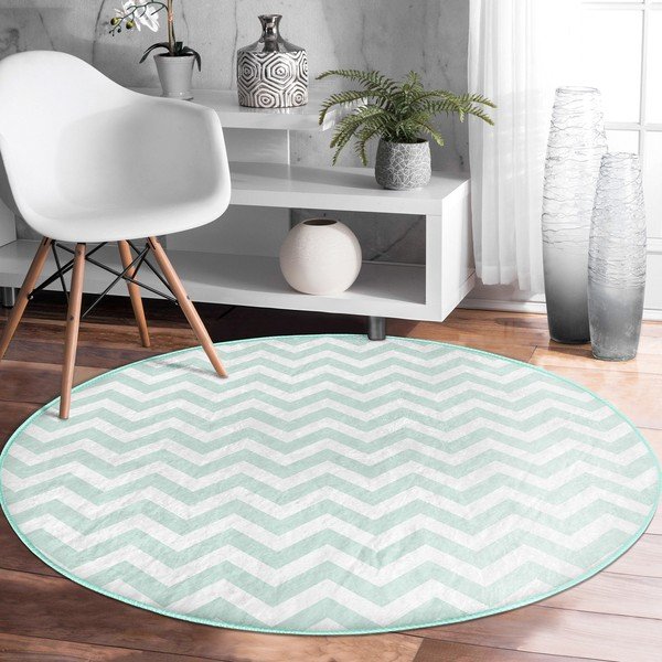 Prateľný okrúhly koberec v mentolovozelenej farbe vhodný pre robotické vysávače ø 100 cm Comfort – Mila Home-image-4