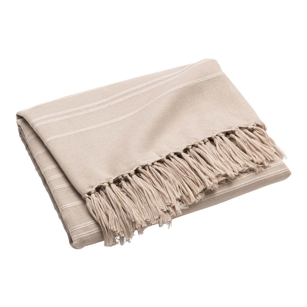 E-shop Béžový bavlnený pléd 125x150 cm Lilia – douceur d'intérieur
