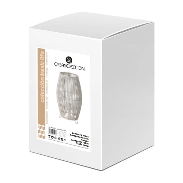 Biela bambusová stolová lampa s bambusovým tienidlom (výška  29 cm) – Casa Selección-image-3