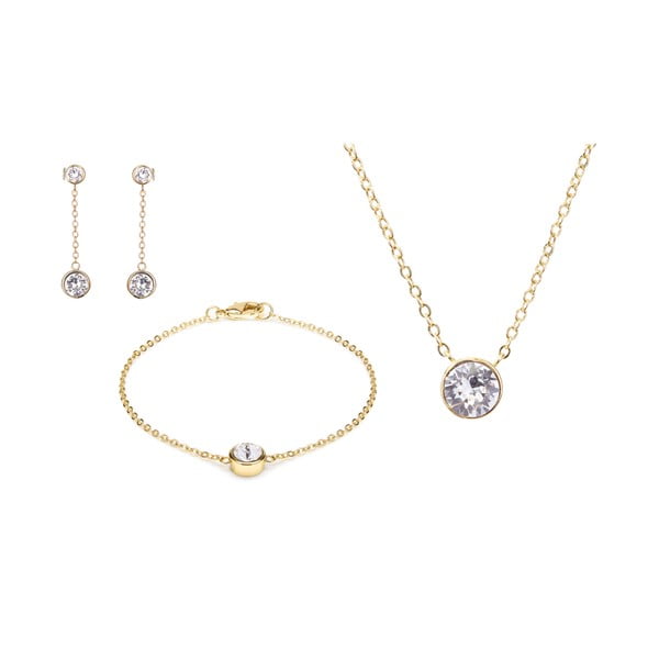 Set náhrdelníka, náušníc a náramku s krištáľmi Swarovski GemSeller Gold
