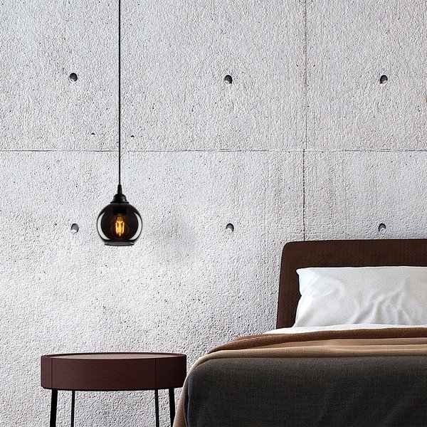 Čierne závesné svietidlo so skleneným tienidlom ø 15 cm Smoked – Opviq lights-image-4