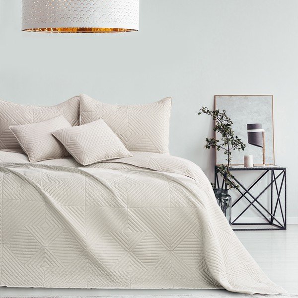 Krémový prešívaný pléd z mikrovlákna 220x240 cm Softa – Restilo-image-1