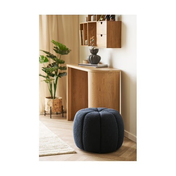 Tmavomodrý taburet z textílie buklé Paisley – House Nordic-image-1