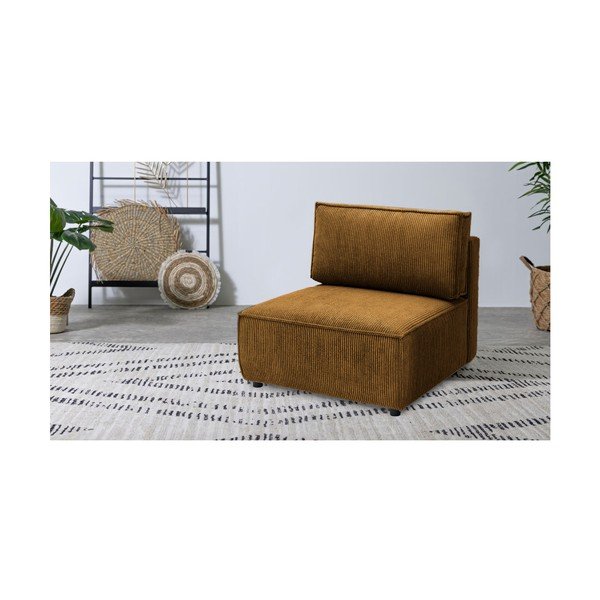 Menčestrový modul pohovky (stredový diel) v horčicovej farbe Nihad modular – Bobochic Paris-image-1