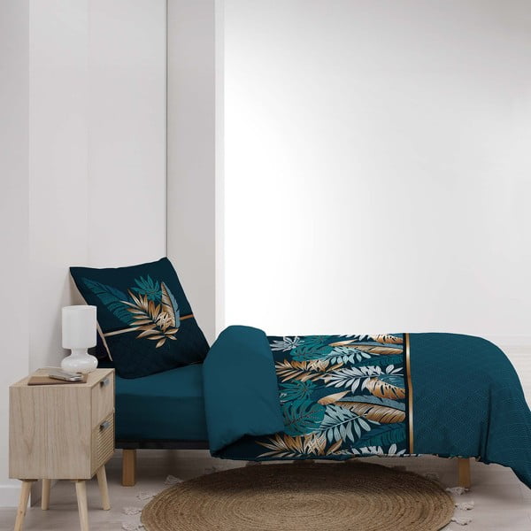 Bavlnené obliečky na jednolôžko v petrolejovej farbe 140x200 cm Alianor – douceur d'intérieur-image-4