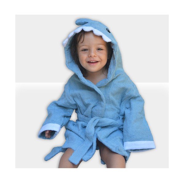 Modrý bavlnený detský župan veľkosť S Shark - Rocket Baby-image-2