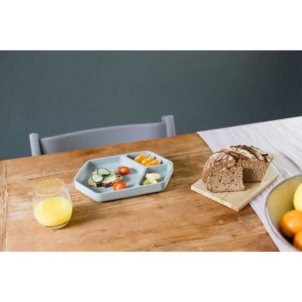 Modrý silikónový detský tanier 16x25 cm – Kindsgut-image-3