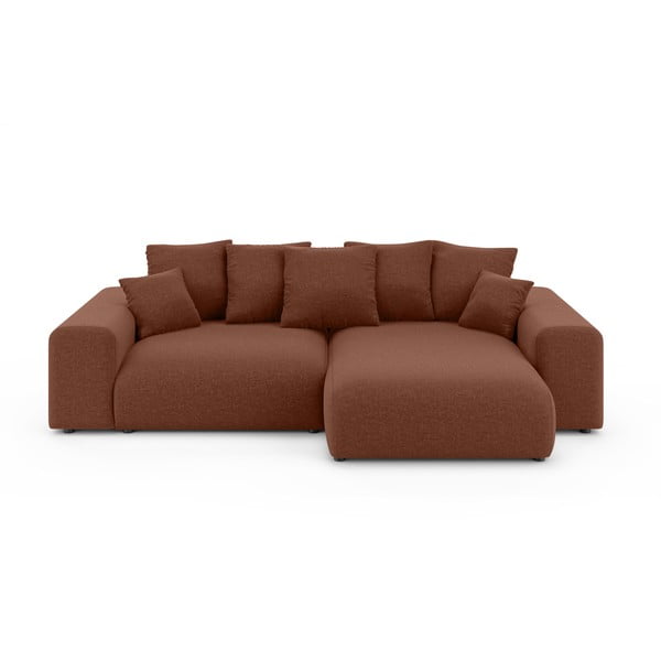 Rozkladacia rohová pohovka s úložným priestorom v tehlovej farbe (variabilný roh) Luma – Ropez