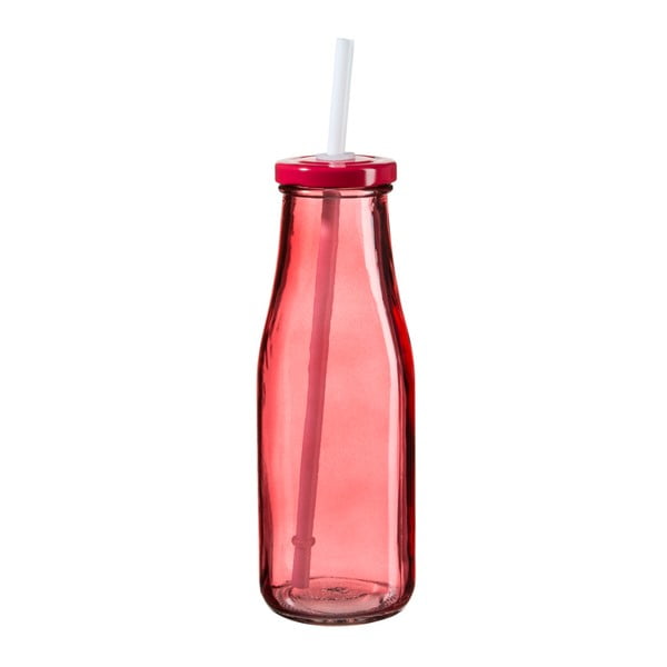 Červená fľaša s viečkom a slamkou SUMMER FUN II, 440 ml