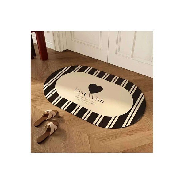 Čierna/krémovobiela kúpeľňová predložka 60x100 cm Best Wish – Foutastic-image-1