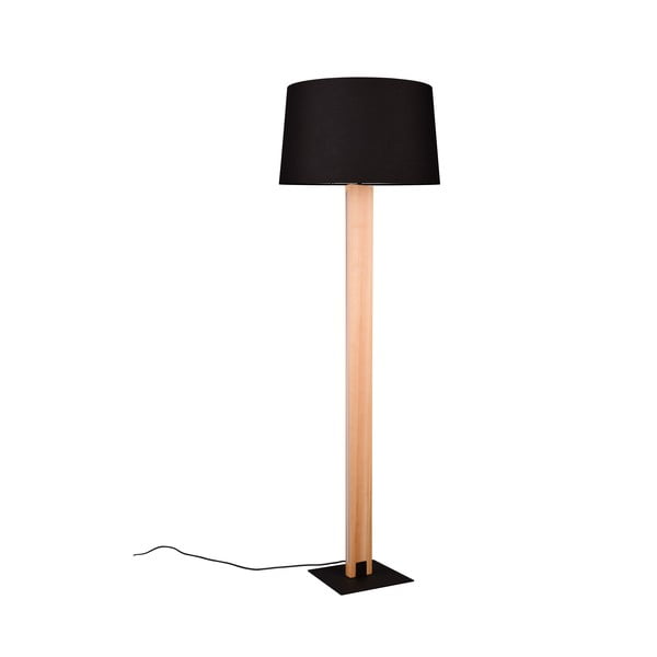 Stojacia lampa v čiernej a prírodnej farbe s textilným tienidlom (výška 150 cm) Rahul – Trio-image-3