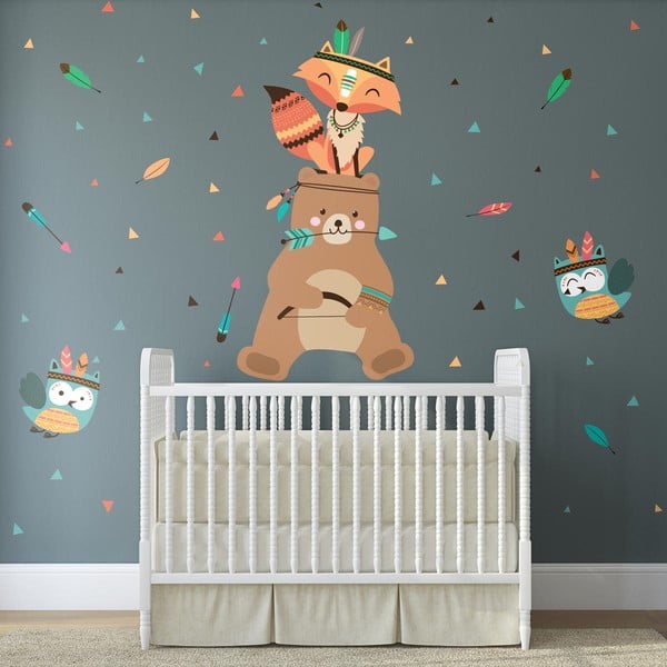 Detské samolepky na stenu Ambiance Bear Indian Happy-image-3