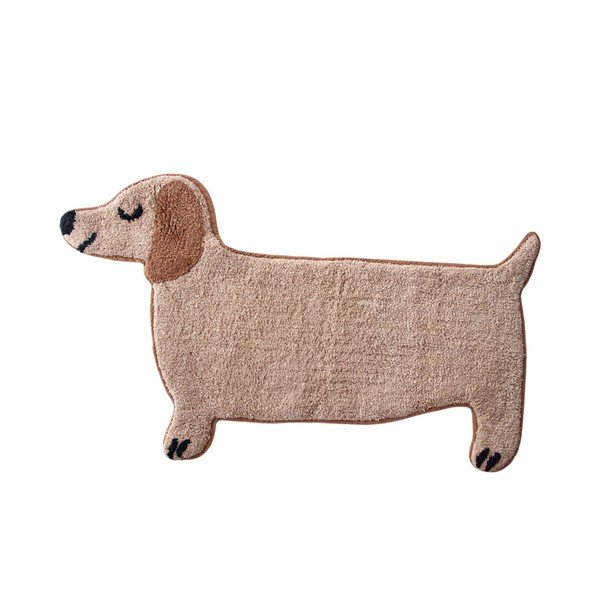 Béžová textilná kúpeľňová predložka 47x80 cm Sausage Dog – Sass & Belle