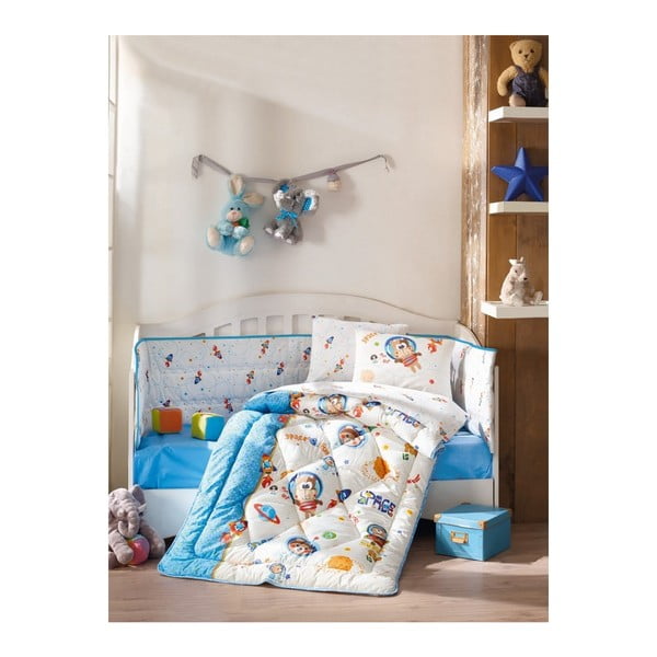 Bavlnený detský posteľný set Uzay Oyunu Blue, 100 × 170 cm
