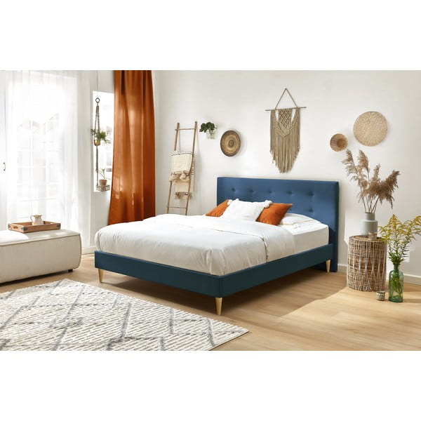 Modrá dvojlôžková posteľ Bobochic Paris Light, 180 x 200 cm-image-3