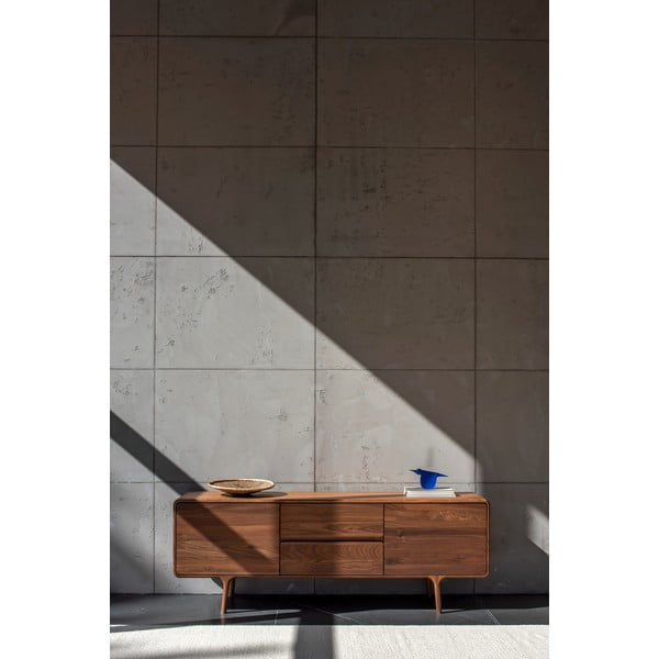 Hnedý TV stolík z orechového dreva 180x65x45 cm Fawn – Gazzda-image-3