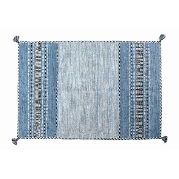 Modrý ručne tkaný koberec Navaei & Co Kilim Tribal 609, 170 x 110 cm
