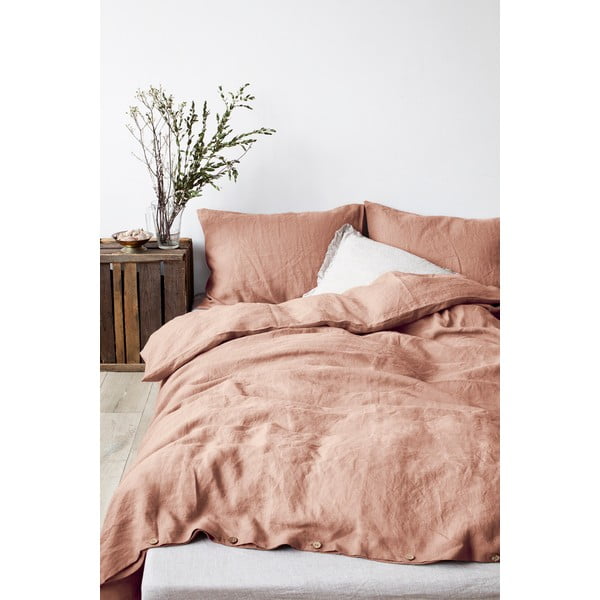 Terakotovohnedá ľanová obliečka na perinu Linen Tales, 140 x 220 cm-image-1