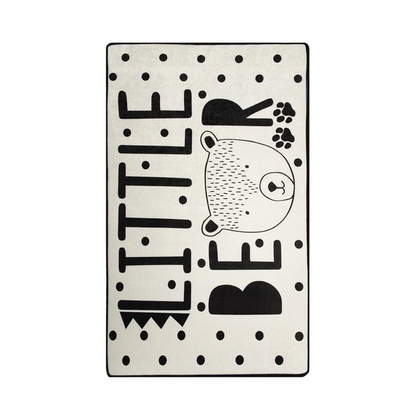 Čierno-biely detský protišmykový koberec Chilam Little Bear, 140 x 190 cm