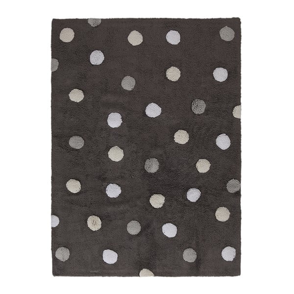 Tmavosivý bavlnený ručne vyrobený koberec so sivými bodkami Lorena Canals Polka, 120 x 160 cm