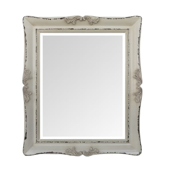 Zrkadlo v drevenom ráme Antique Cream, 55x65 cm