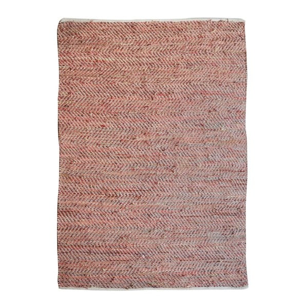 Červený jutový koberec s hovädzou kožou The Rug Republic Stables, 230 x 160 cm
