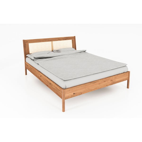 Dvojlôžková posteľ z dubového dreva s ratanovým čelom 180x200 cm Pola - The Beds