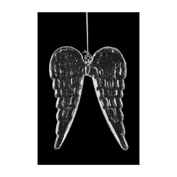 Vianočná sklenená ozdôba v tvare čirých krídel Ego Dekor, výška 13 cm