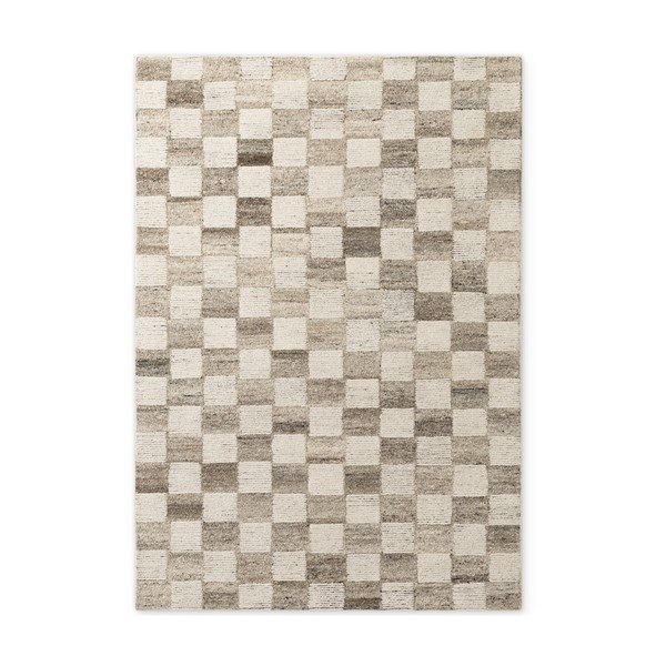 Krémovobiely ručne tkaný vlnený koberec 80x150 cm Boho 1.0 Quadra – Vikosa
