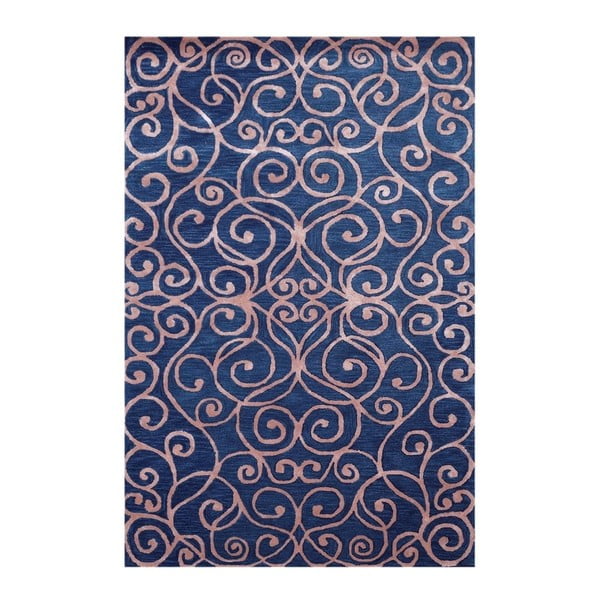 Ručne tuftovaný modrý koberec Bakero Monte Carlo, 183 x 122 cm