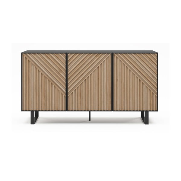 Komoda v dekore duba v čierno-prírodnej farbe 151x80x40 cm Alana – Marckeric