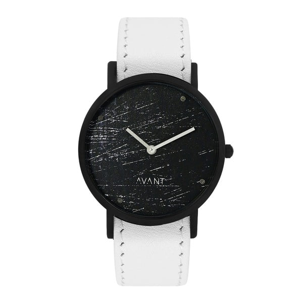 Čierne unisex hodinky s bielym remienkom South Lane Stockholm Avant Raw