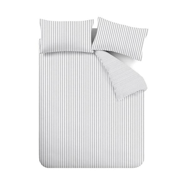Sivé flanelové obliečky na jednolôžko 135x200 cm Stripe – Catherine Lansfield