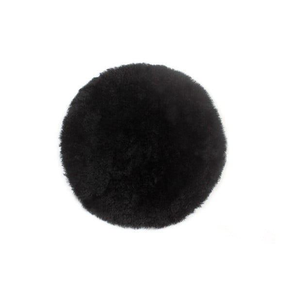 Čierny vlnený vankúš z ovčej kožušiny Auskin Fay, ∅ 35 cm