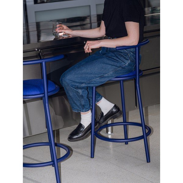 Modrá kovová barová stolička (výška sedadla 68 cm) Hogo – noo.ma-image-2