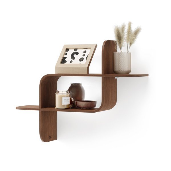 Poschodová polica z kaučukového dreva v prírodnej farbe Montage - Umbra-image-3
