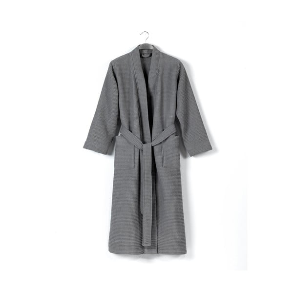 Sivý bavlnený župan veľkosť L Mia Waffle - Foutastic-image-1