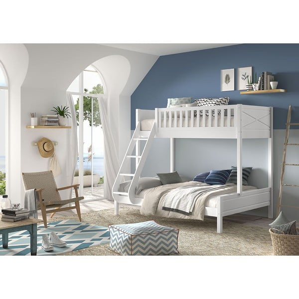 Biela poschodová detská posteľ 140x200/90x200 cm Scott - Vipack-image-3