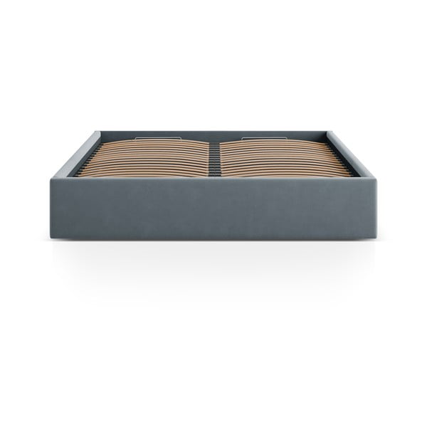 Svetlomodrá čalúnená dvojlôžková posteľ s úložným priestorom/bez čela s roštom 140x200 cm Susan – Micadoni -image-2