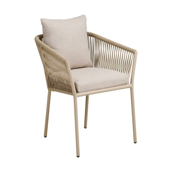 Béžová kovová/polstrovaná záhradná stolička Salerno – House Nordic