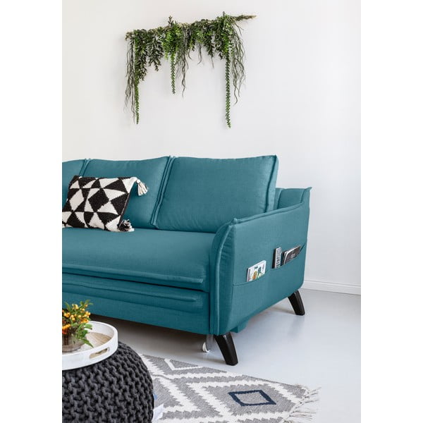 Tyrkysovomodrá rozkladacia rohová pohovka Miuform Charming Charlie, ľavý roh-image-3