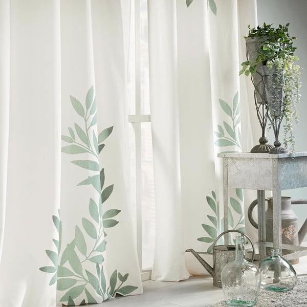 Bielo-zelený záves 140x260 cm Nymphea – douceur d'intérieur-image-3