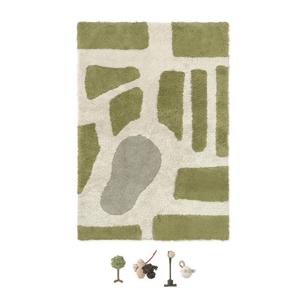 Zelený/krémový bavlnený detský hrací koberec 90x130 cm Hyde Park – Lorena Canals