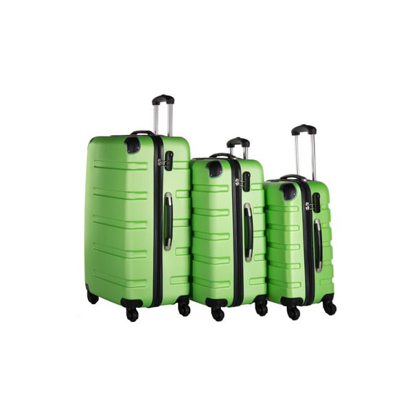 Sada 3 zelených cestovných kufrov Packenger Koffer